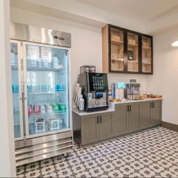 coffee station and drink fridge