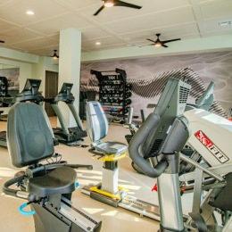 a gym with exercise equipment
