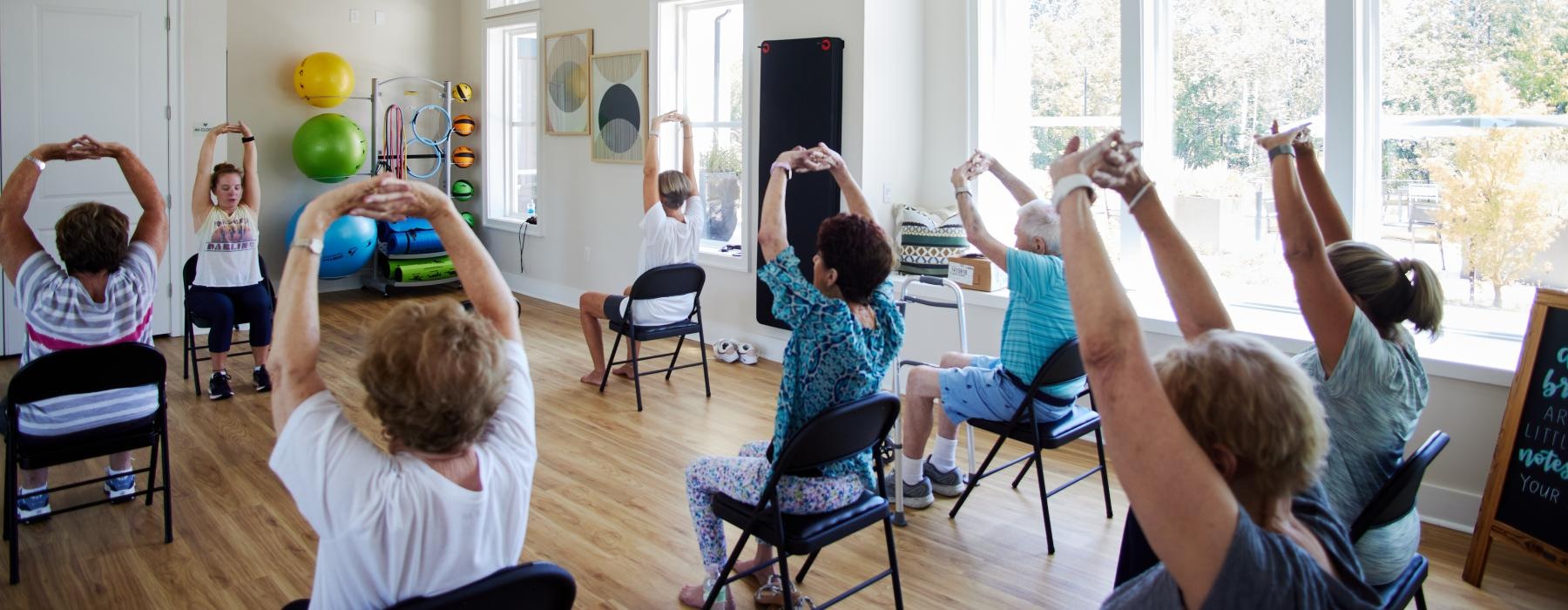 a group of people in a room