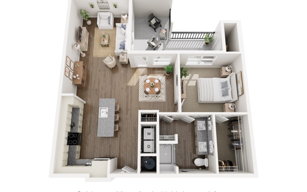A4 - 1 bedroom floorplan layout with 1 bathroom and 989 square feet A4 - 1 bedroom floorplan layout with 1 bathroom and 989 square feet