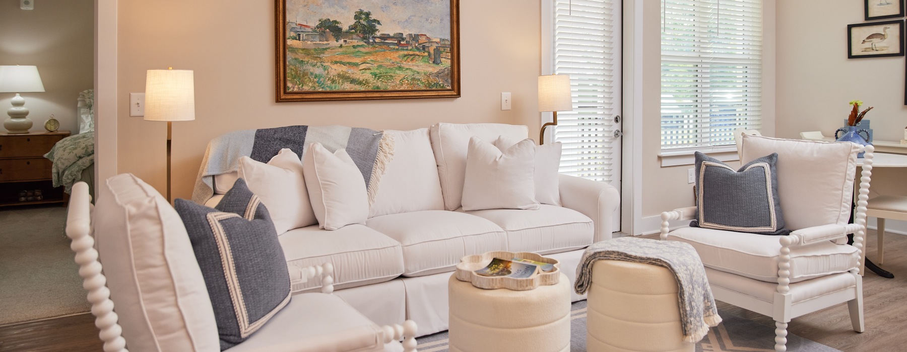 a white couch in a living room